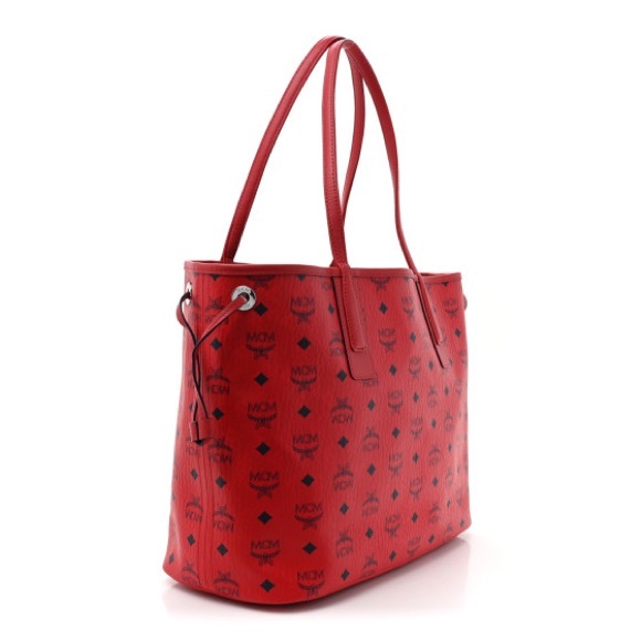 Mcm Visetos Medium Liz Reversible Shopper Tote Ruby Red - Picture 5 of 9